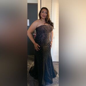 Black gown with rose gold rhinestone gown